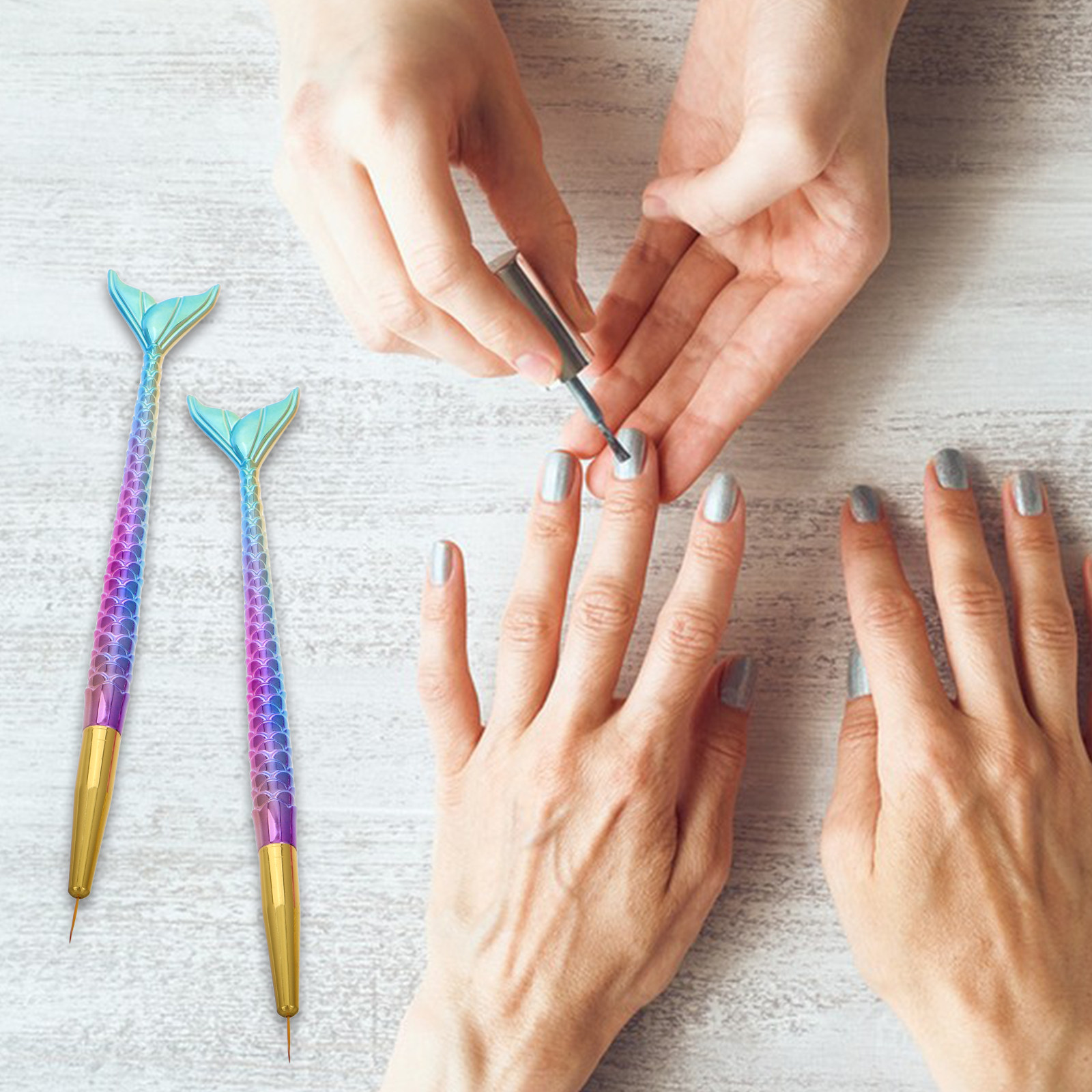 3Pcs Mermaid Tail Nail Art Lin - مراجعة Detailing Brush Set وسعره