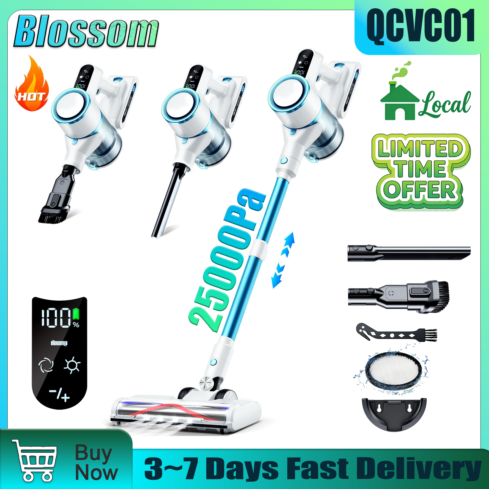 Blossom QCVC01 Wireless Vacuum - مراجعة Car Cleaning Brush وسعره