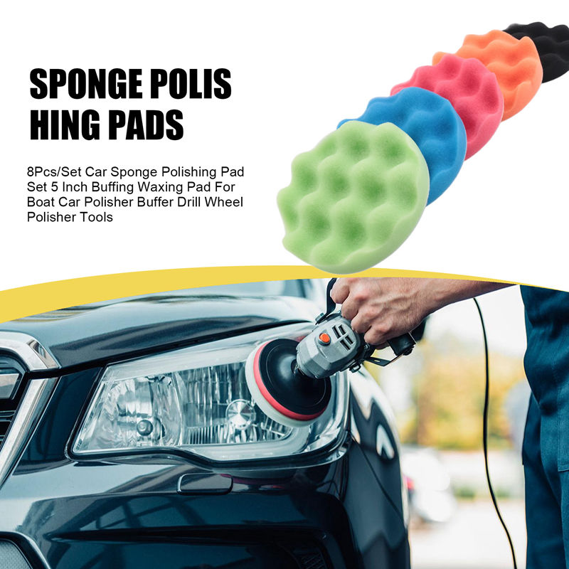 ABJA-8Pcs/Set Car Sponge Polis - مراجعة Polish Pad Set Buffer وسعره