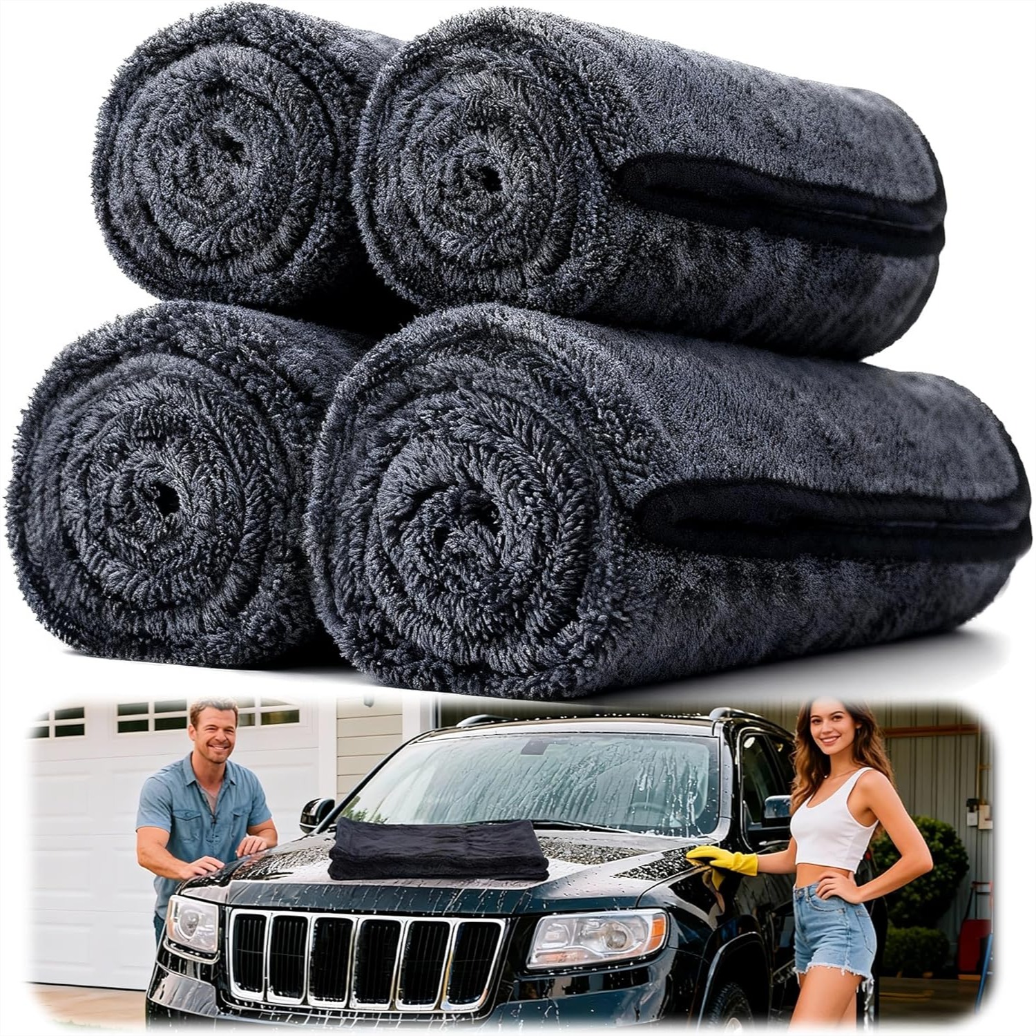 4PCS Microfiber Car Drying Tow - مراجعة Microfiber Towel Detailing وسعره