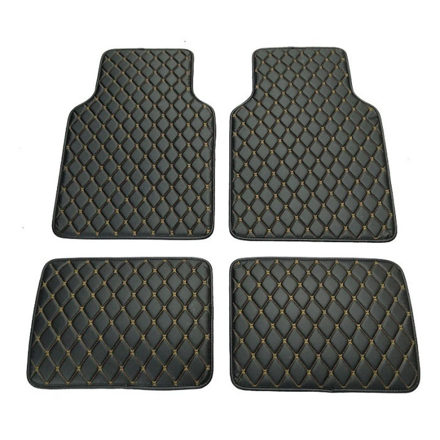 4pcs PU Leather Black Car Floo - مراجعة Leather Cleaner Interior وسعره